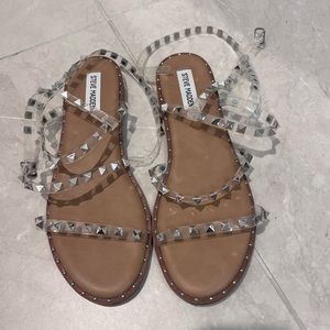 Steve Madden clear gladiator sandals.